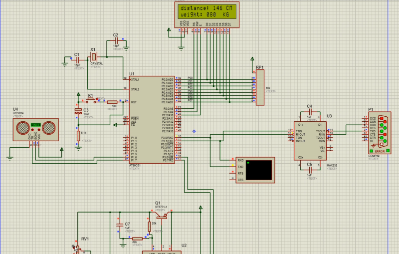 60003【PROTUES】AT8951+1602显示身高体重(仿真文件+源代码+演示视频)-爱设计
